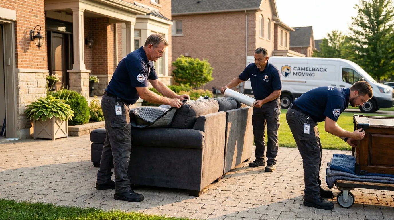 Large estate moving crew wrapping furniture in Nelson, NE