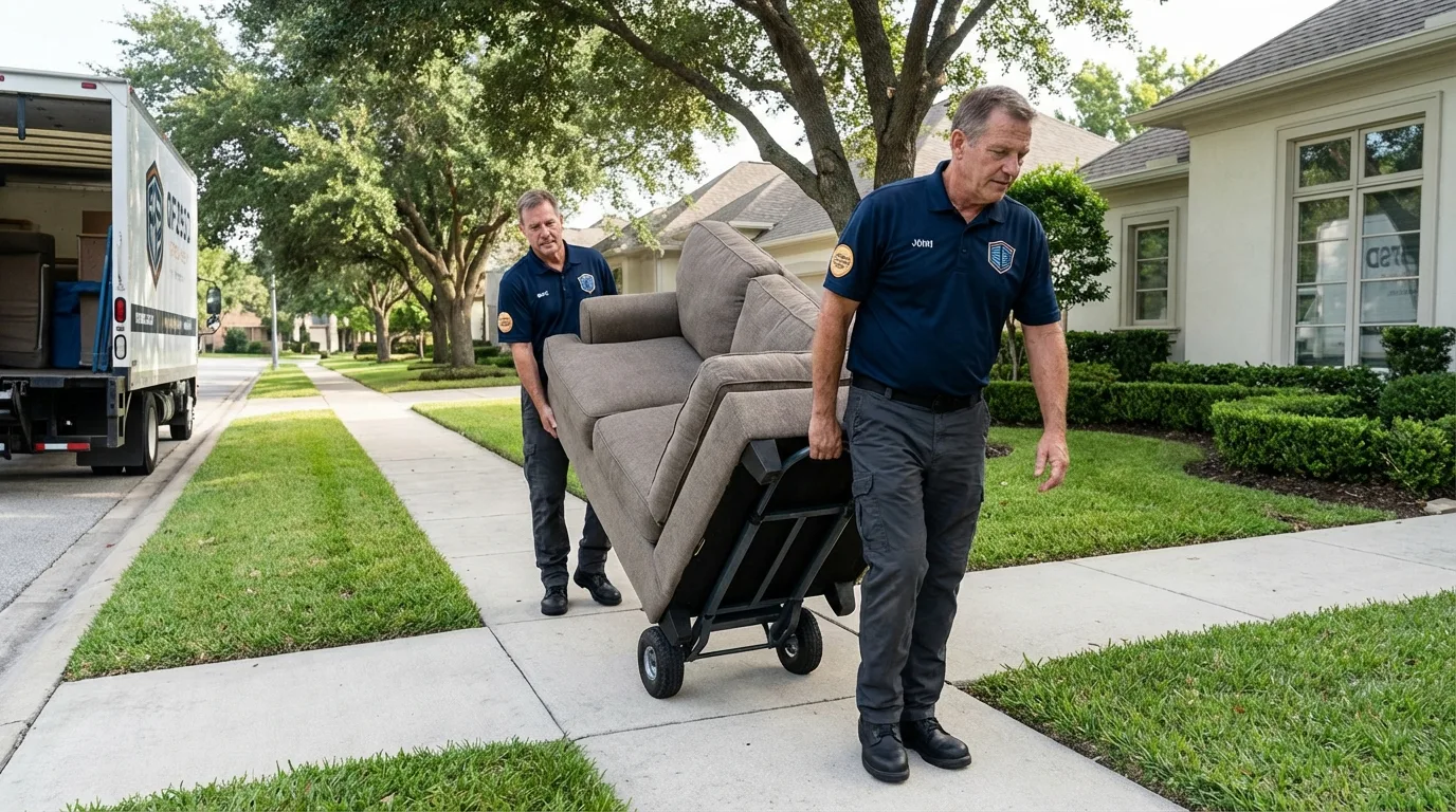 Local residential moving crew loading furniture in Nelson, NE